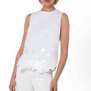 Akris Punto White Sleeveless Blouse with Appliqué